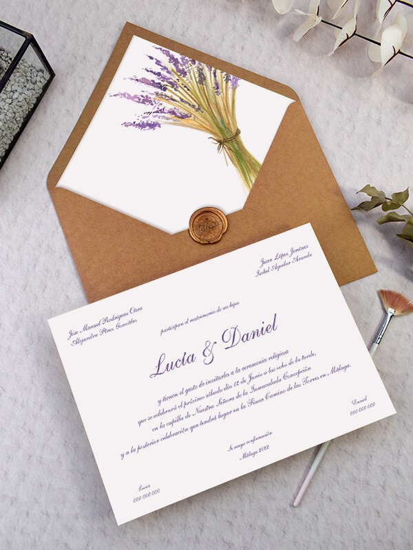 Invitación tarjetón lavanda