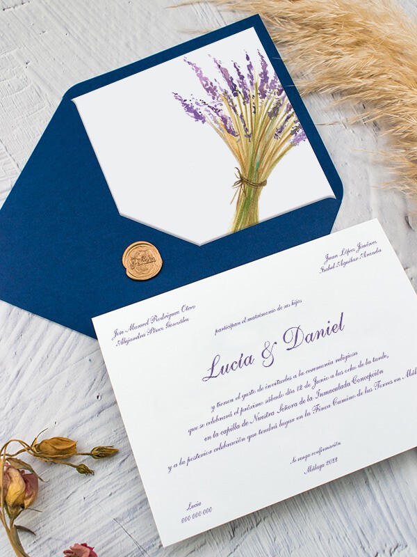 Invitación tarjetón lavanda