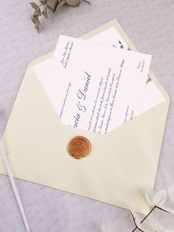 Invitación tarjetón lavanda