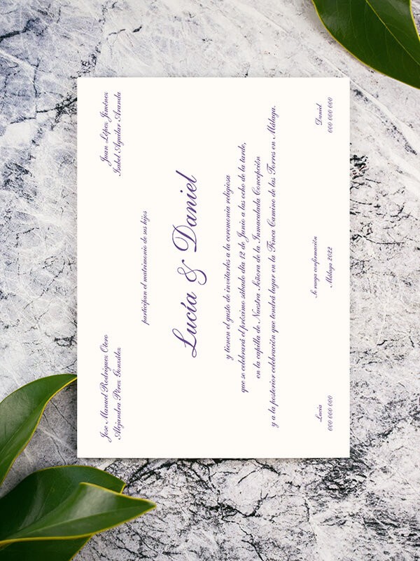 Invitación tarjetón lavanda