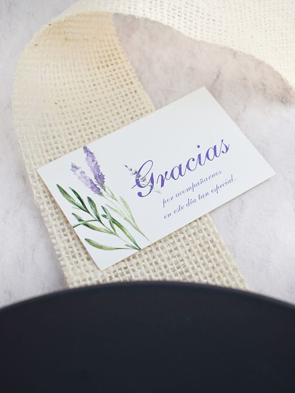 Tarjeta agradecimiento lavanda