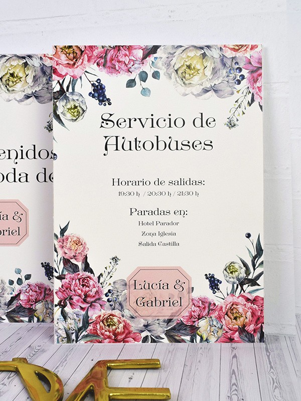 Carteles boda peonías
