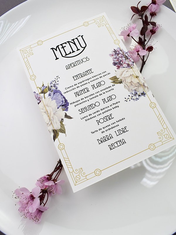 Menú boda antique