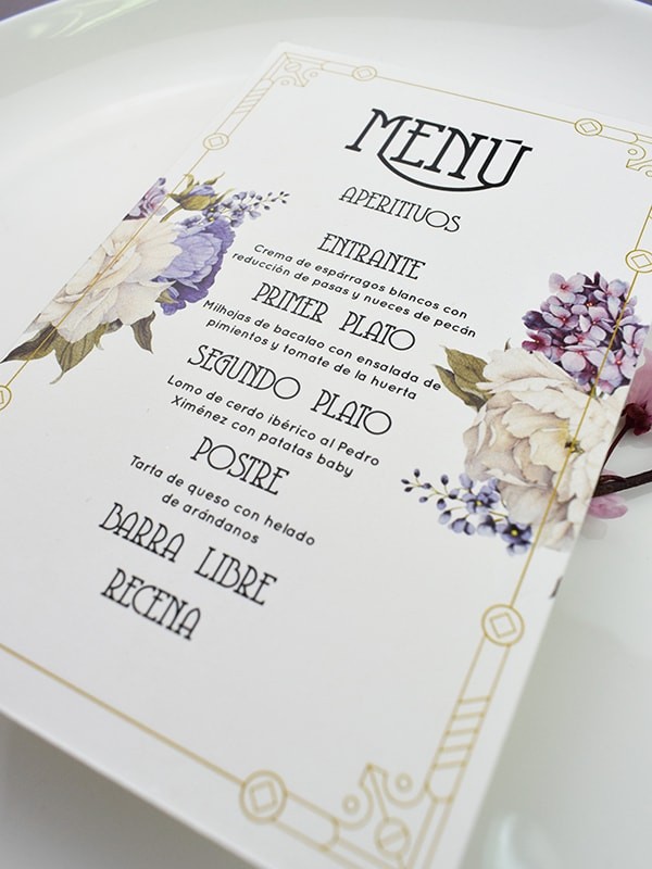 Menú boda antique