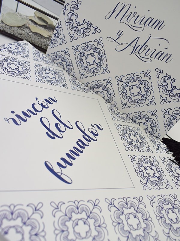 Carteles boda azulejo francés