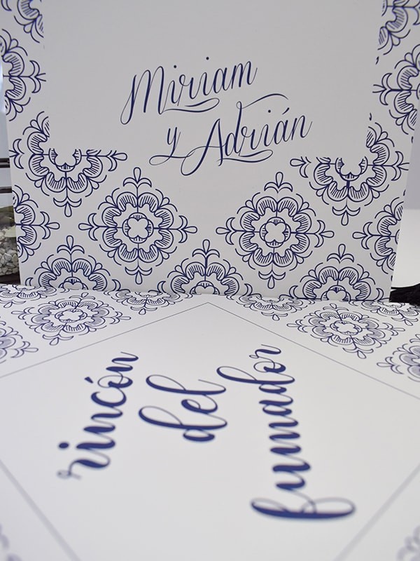 Carteles boda azulejo francés