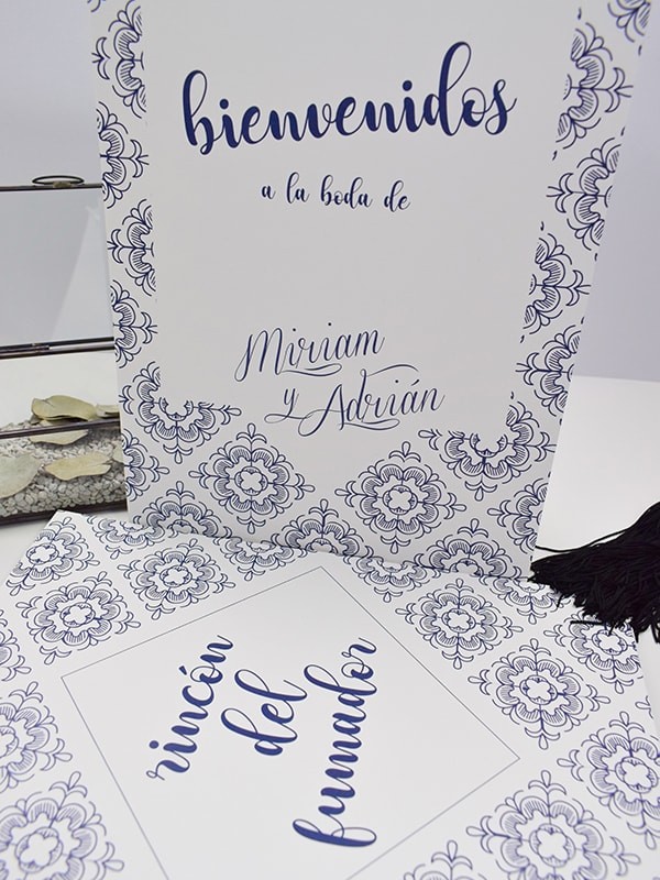 Carteles boda azulejo francés