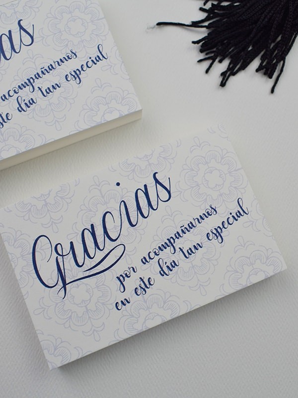 Tarjeta agradecimiento azulejo francés