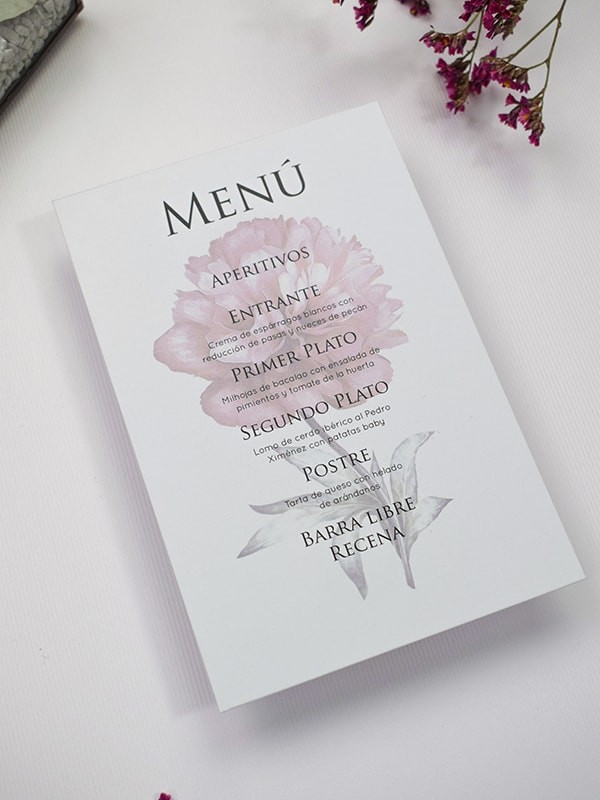 Menú boda botanic