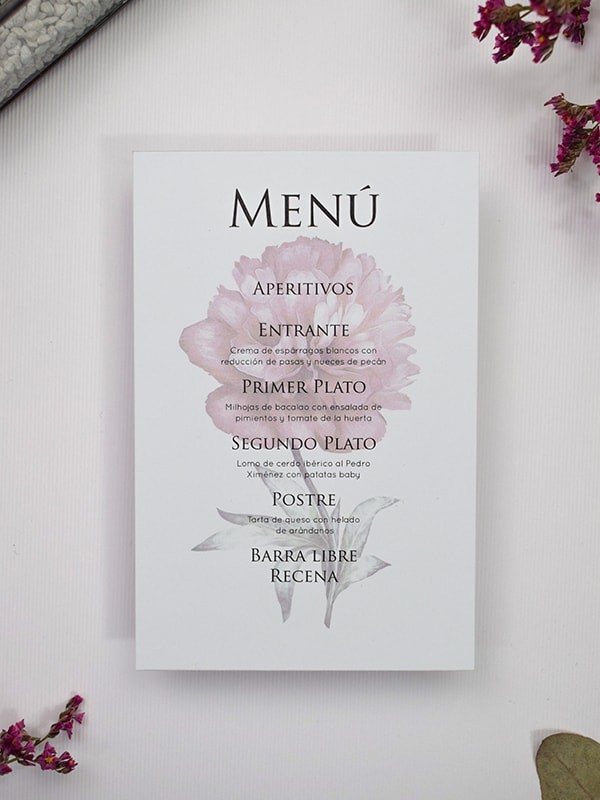 Menú boda botanic