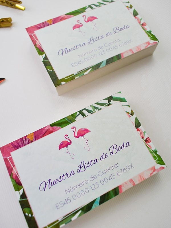 Tarjeta lista de boda flamencos