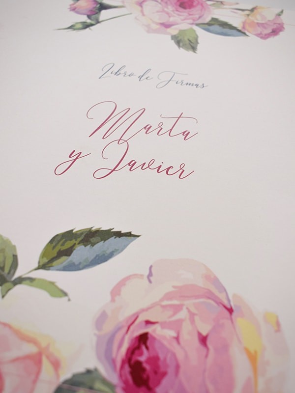 Libro firmas rosa inglesa