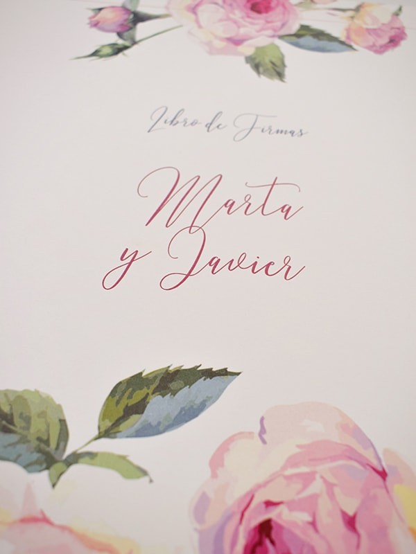 Libro firmas rosa inglesa