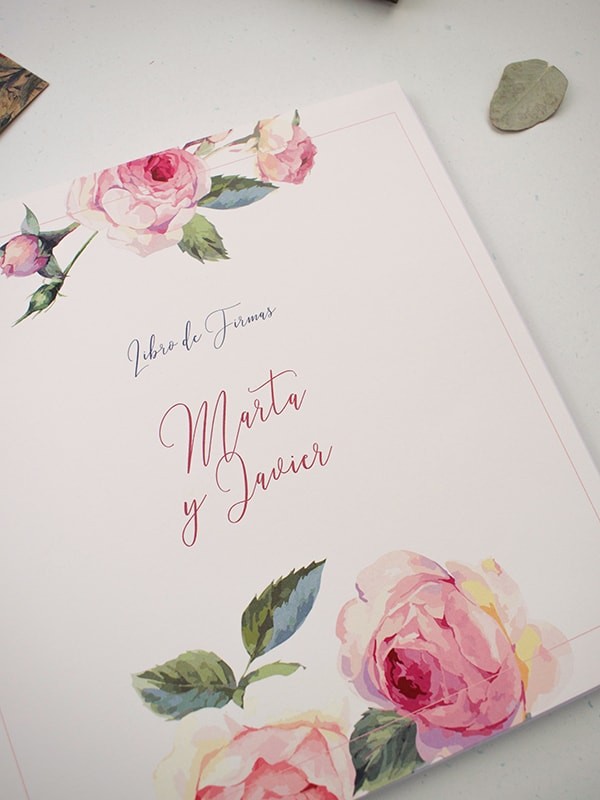 Libro firmas rosa inglesa
