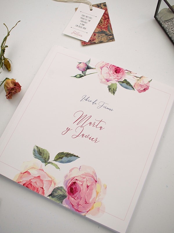Libro firmas rosa inglesa