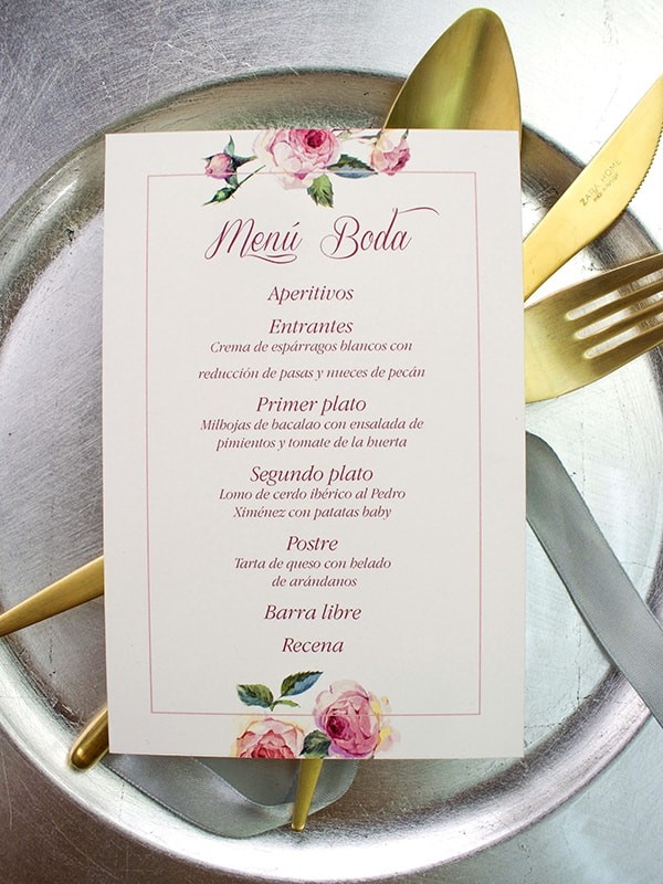 Menú boda rosa inglesa