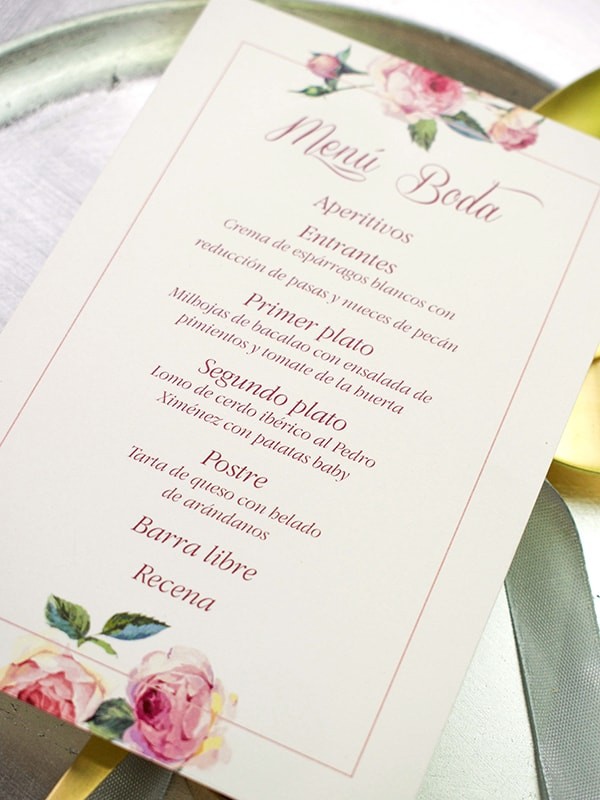Menú boda rosa inglesa
