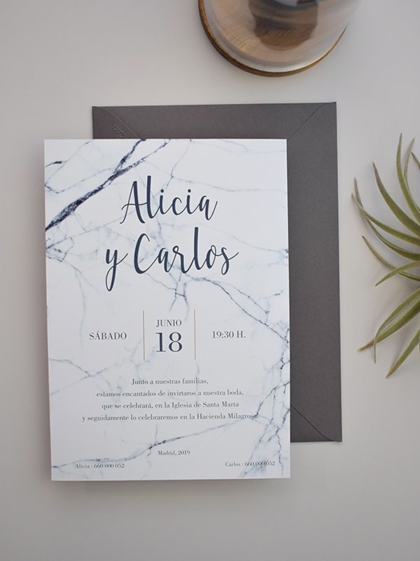 Invitación tarjetón mármol