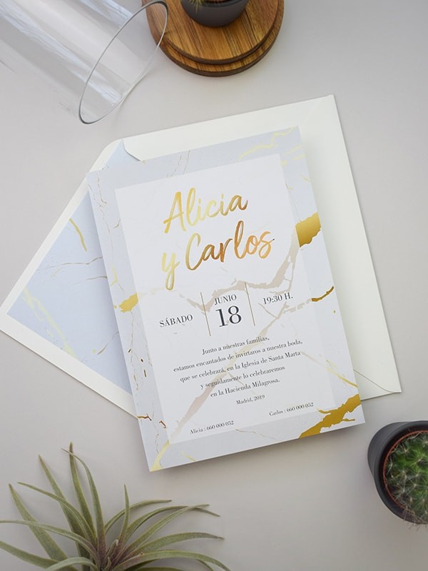 Invitación tarjetón mármol