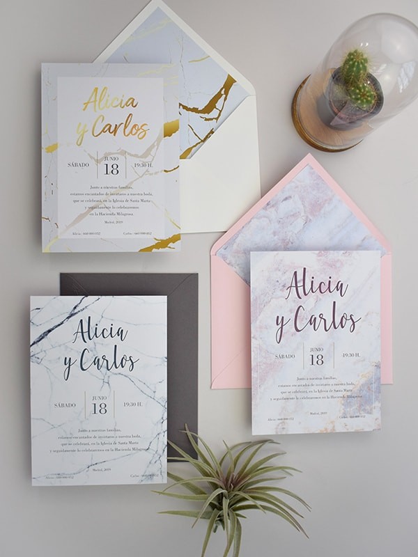 Invitación tarjetón mármol