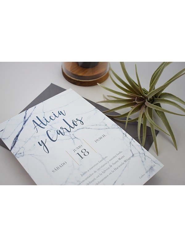 Invitación tarjetón mármol