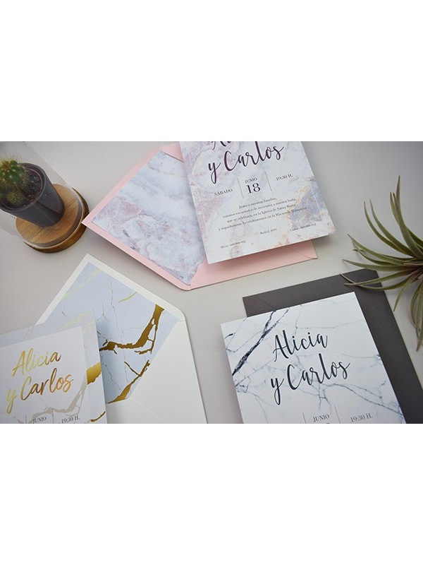 Invitación tarjetón mármol