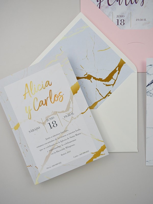 Invitación tarjetón mármol