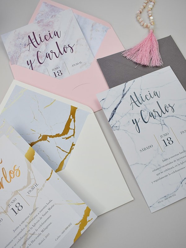 Invitación tarjetón mármol