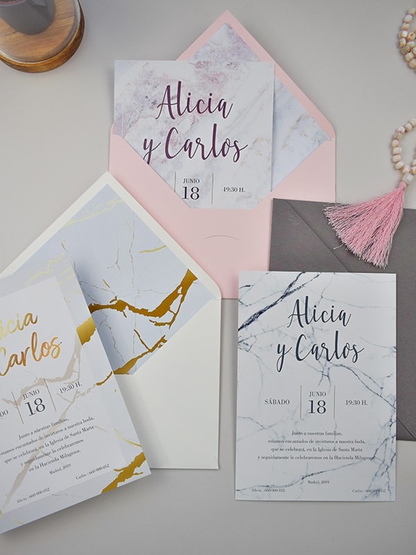 Invitación tarjetón mármol