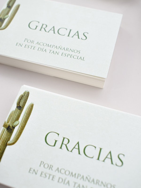 Tarjeta agradecimiento cactus botanic