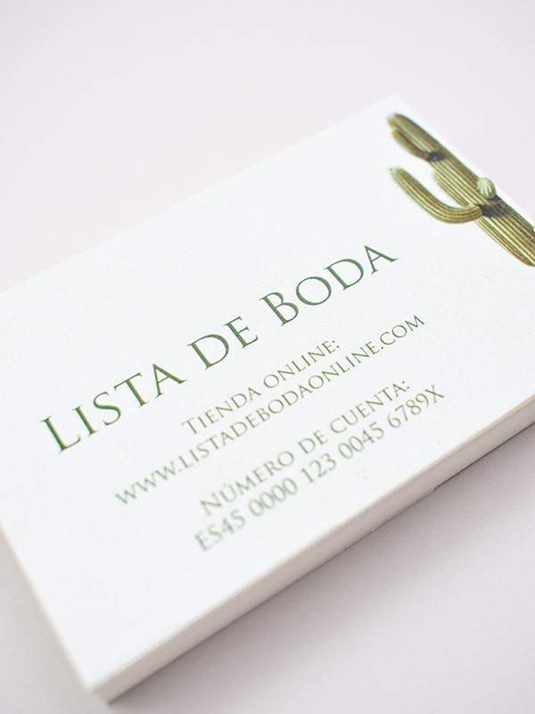 Tarjeta lista de boda cactus botanic