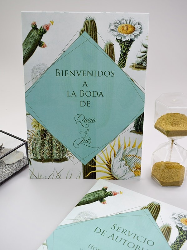Carteles boda cactus botanic