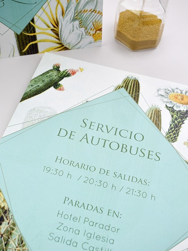 Carteles boda cactus botanic