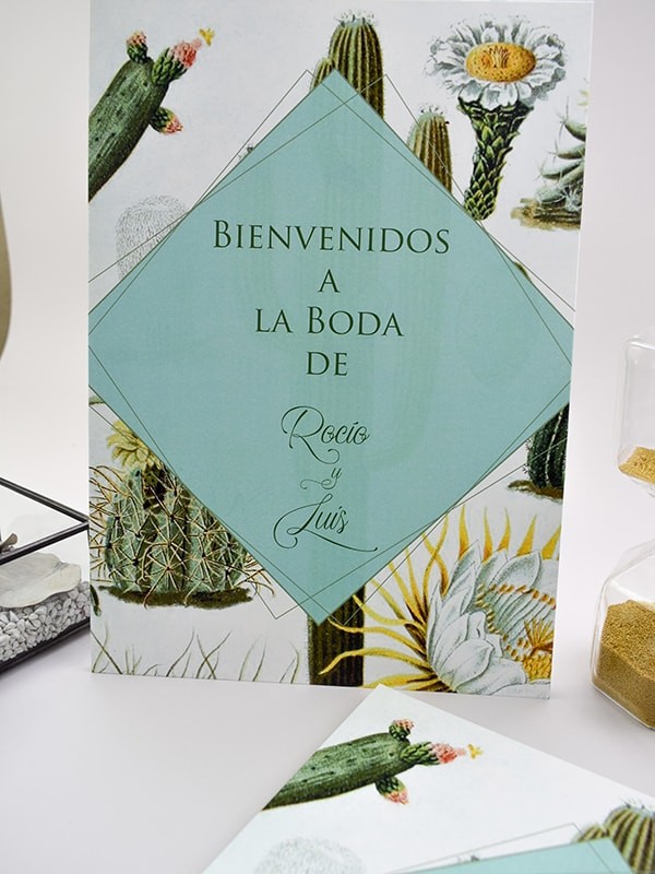 Carteles boda cactus botanic