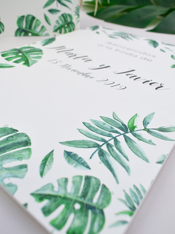 Carteles boda hojas