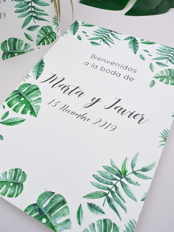 Carteles boda hojas