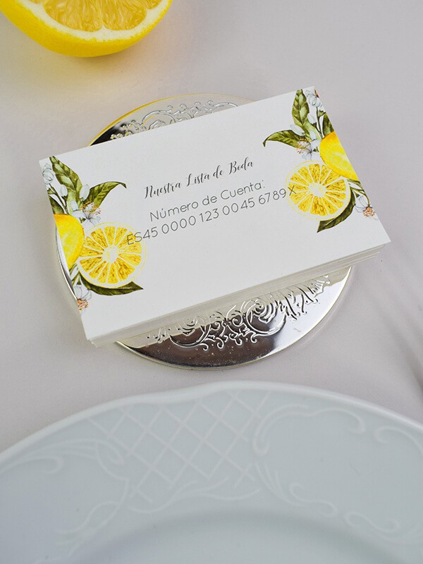 Tarjeta lista de boda citrus limones