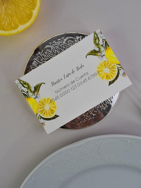 Tarjeta lista de boda citrus limones