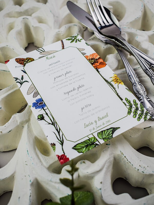Menú boda libélulas