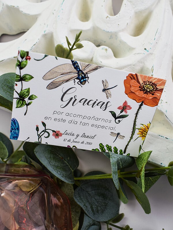Tarjeta agradecimiento libélulas