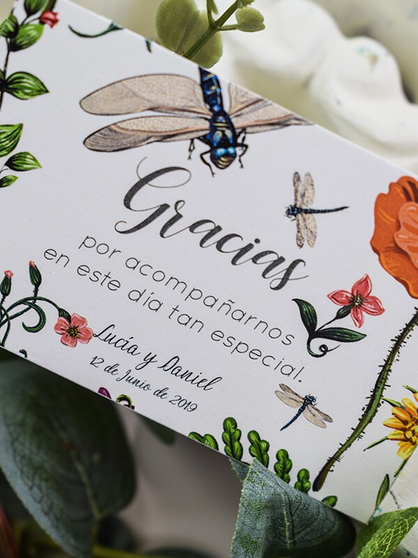 Tarjeta agradecimiento libélulas
