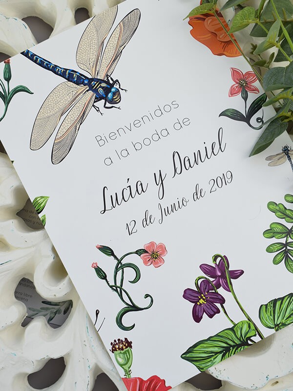 Carteles boda libélula