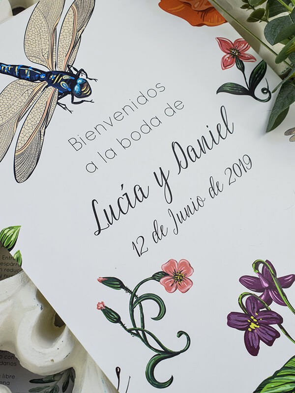 Carteles boda libélula