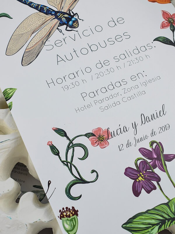 Carteles boda libélula