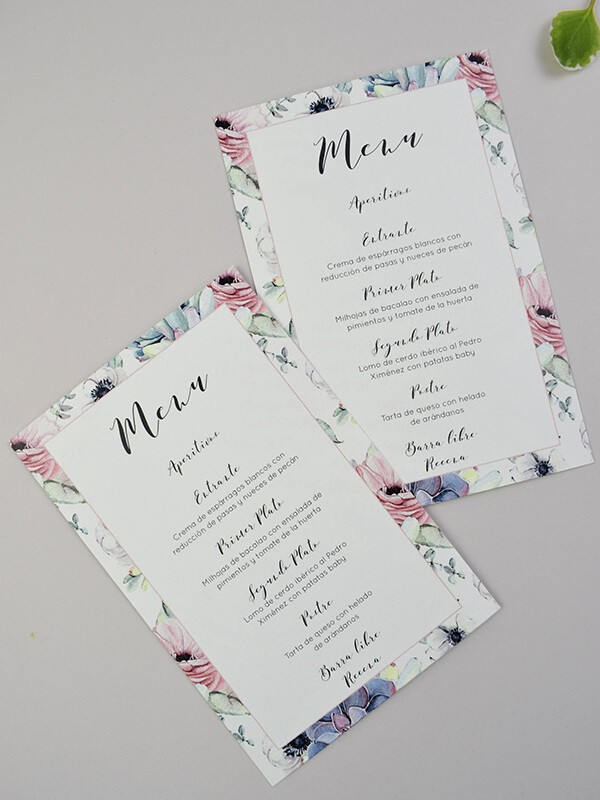 Menú boda suculentas