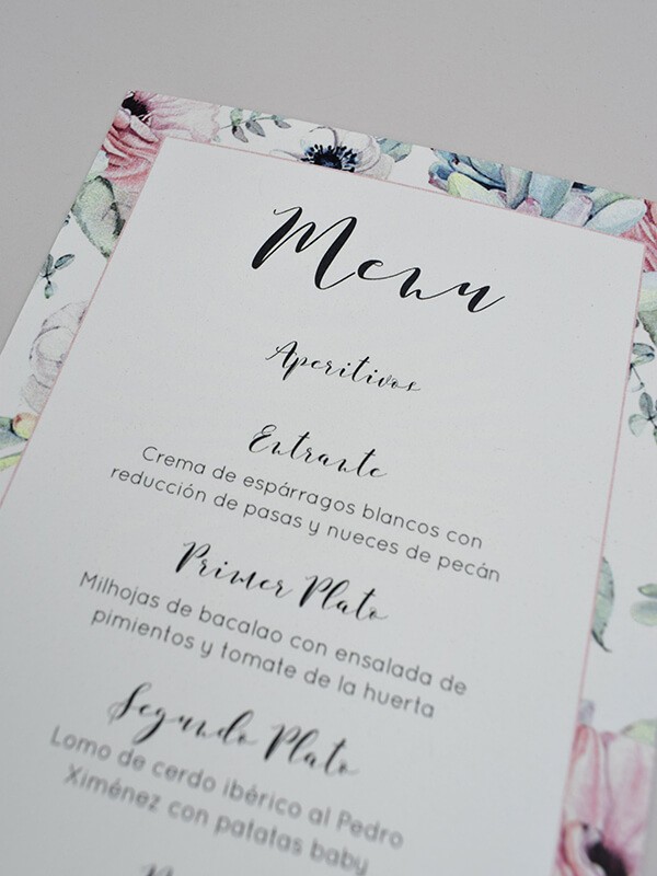 Menú boda suculentas