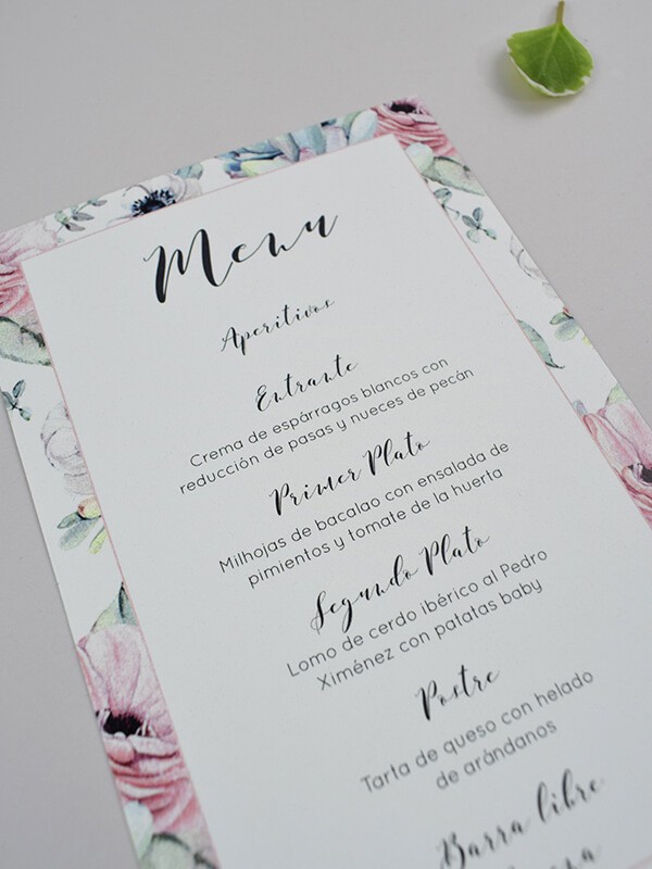 Menú boda suculentas