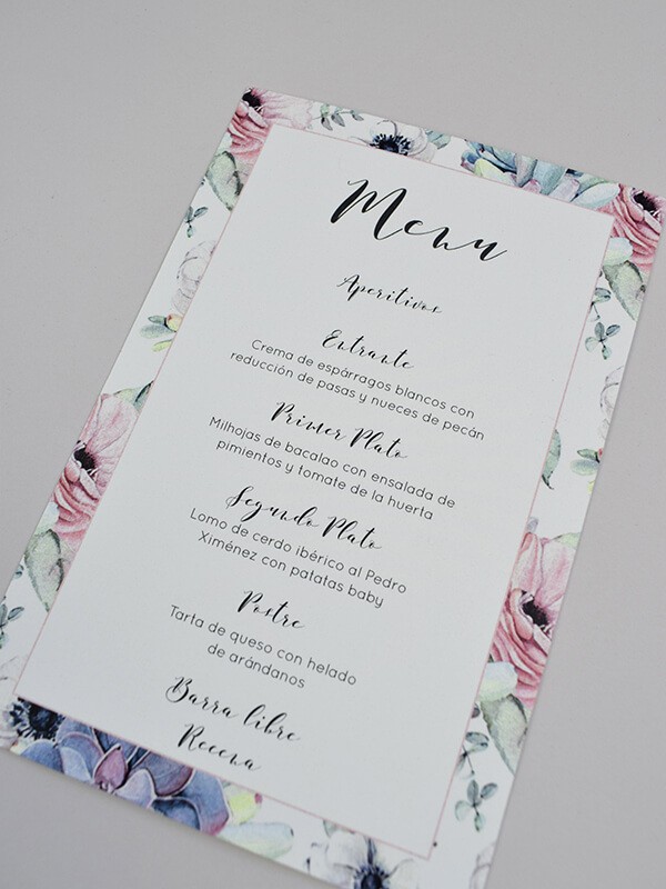 Menú boda suculentas