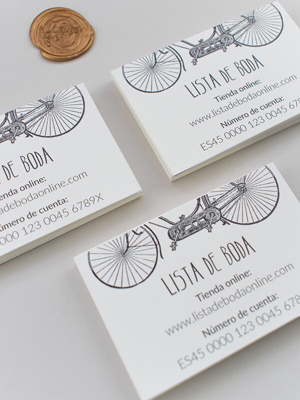 Tarjeta lista de boda bicicleta