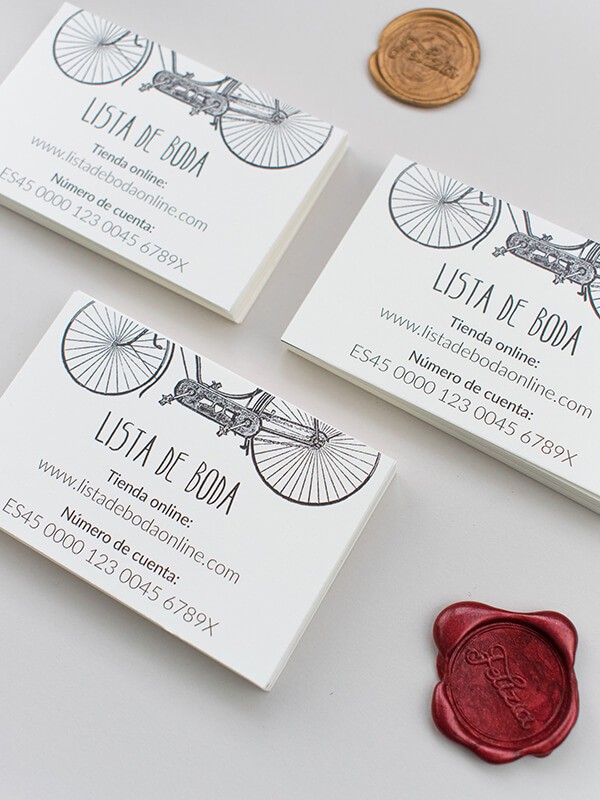 Tarjeta lista de boda bicicleta
